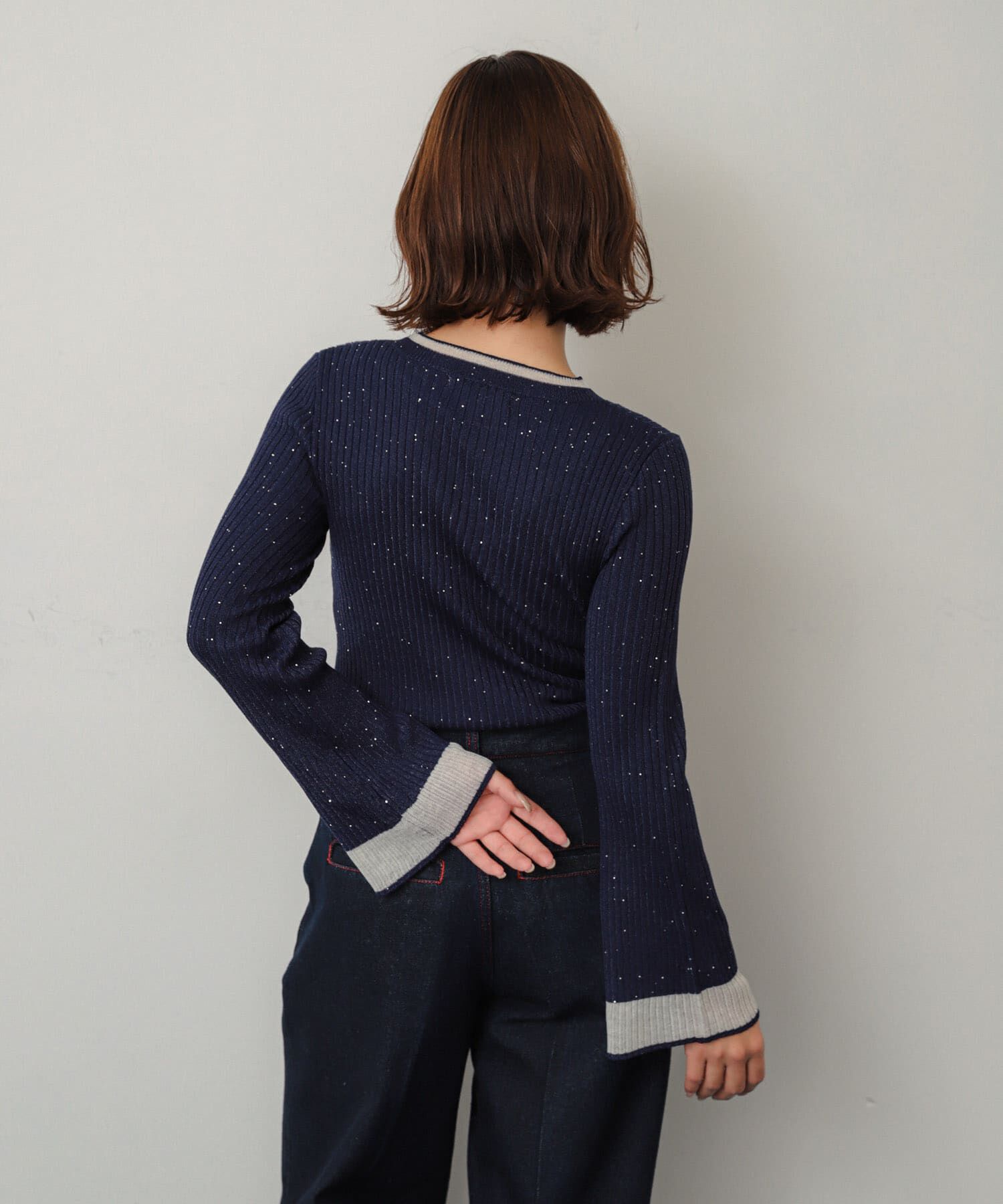 SENSE OF PLACE by URBAN RESEARCH「『洗濯可』スパンコールバイカラーコンパクトセーター」|ニット・セーター|