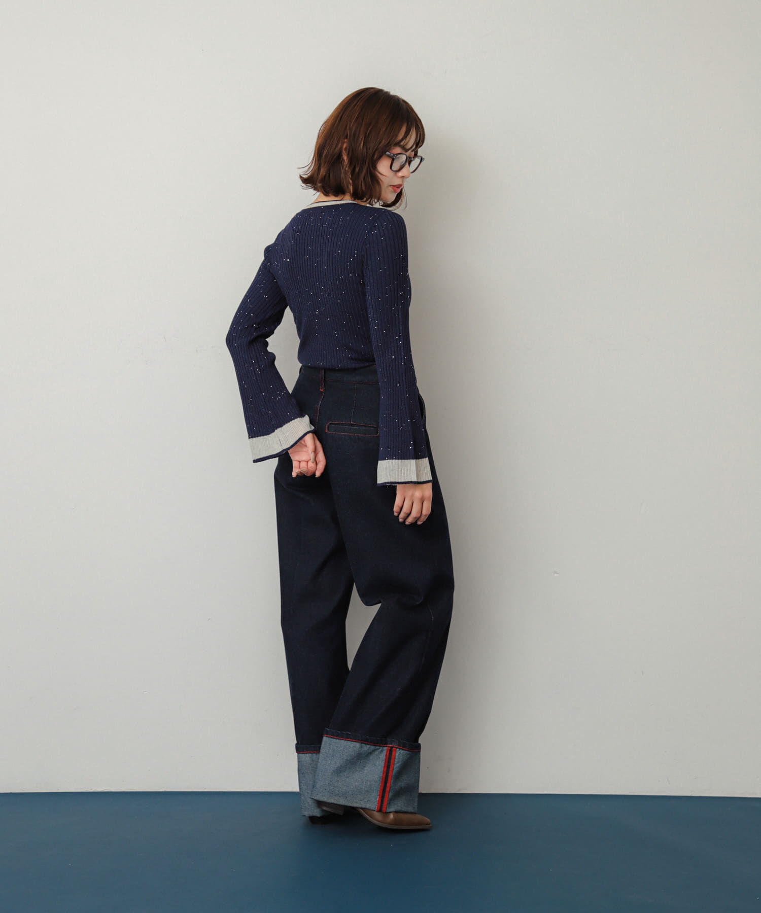 SENSE OF PLACE by URBAN RESEARCH「『洗濯可』スパンコールバイカラーコンパクトセーター」|ニット・セーター|