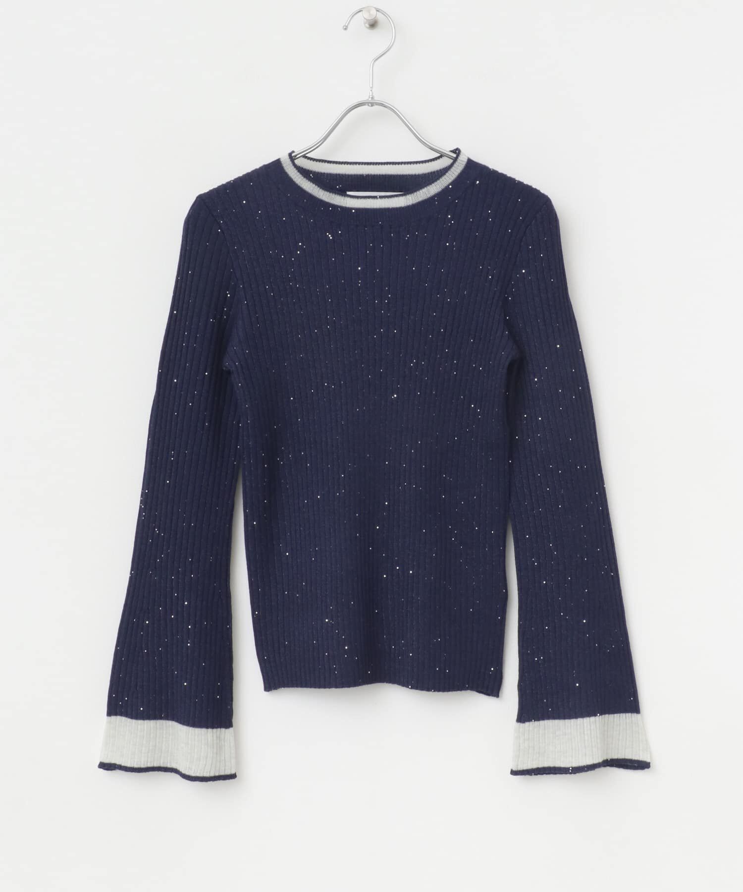 SENSE OF PLACE by URBAN RESEARCH「『洗濯可』スパンコールバイカラーコンパクトセーター」|ニット・セーター|