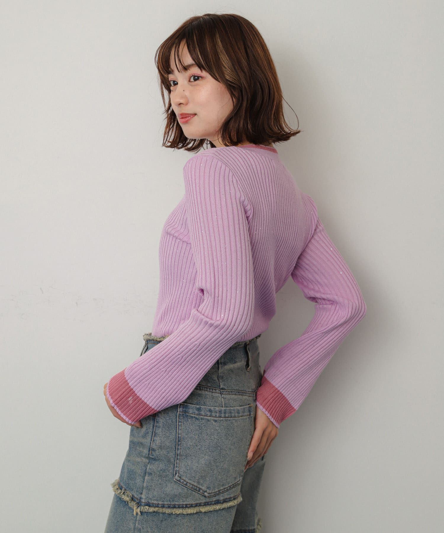 SENSE OF PLACE by URBAN RESEARCH「『洗濯可』スパンコールバイカラーコンパクトセーター」|ニット・セーター|