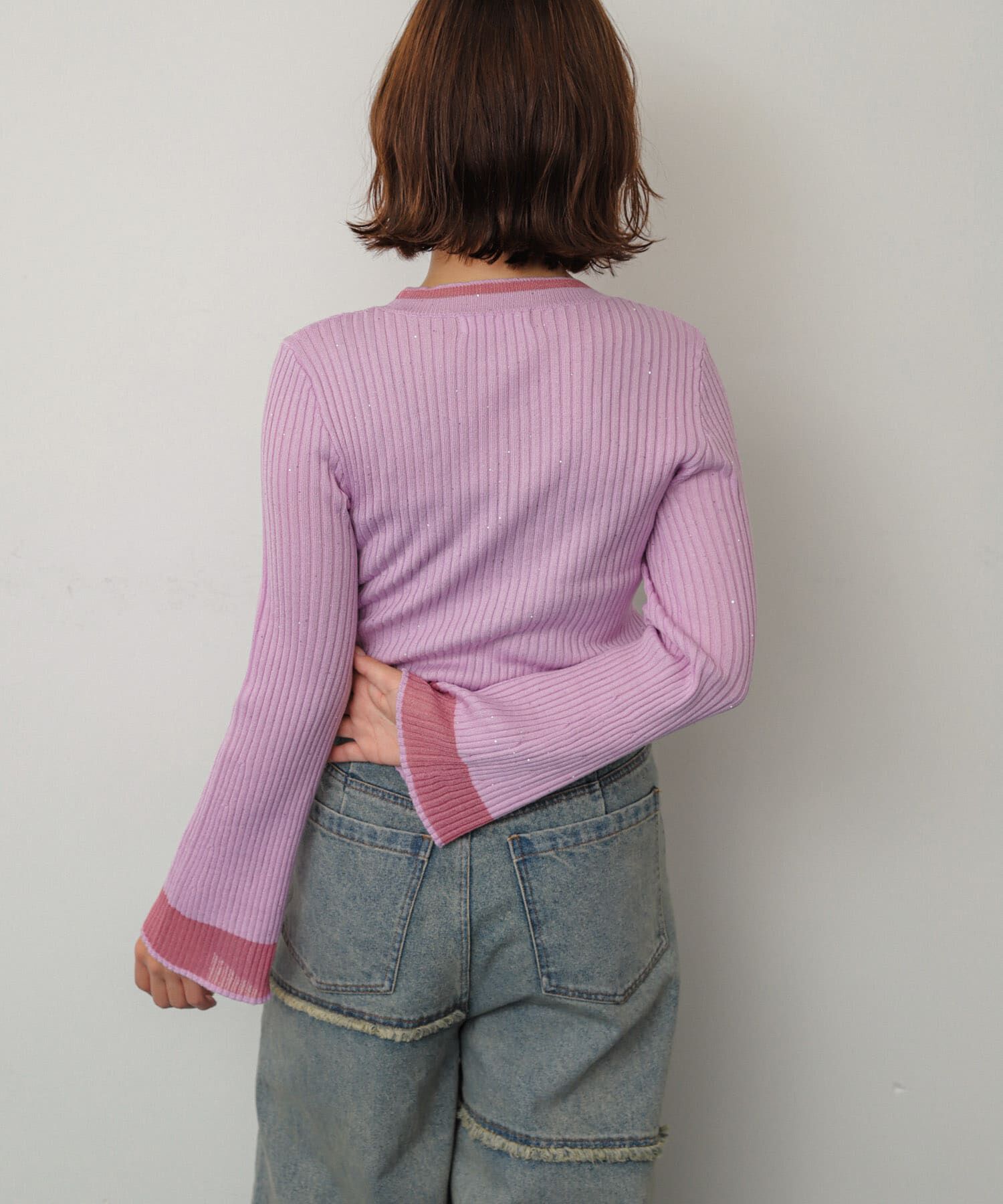 SENSE OF PLACE by URBAN RESEARCH「『洗濯可』スパンコールバイカラーコンパクトセーター」|ニット・セーター|