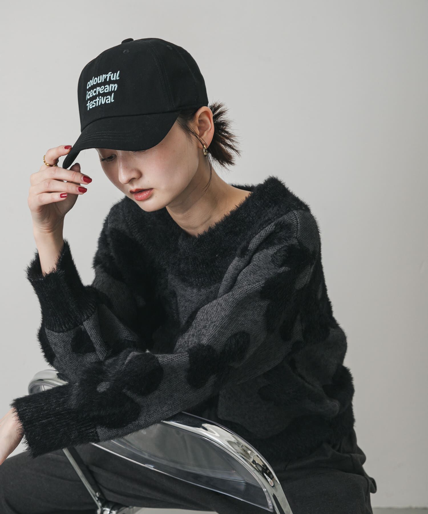 SENSE OF PLACE by URBAN RESEARCH「フラワージャガードニット」|ニット・セーター|ブラック