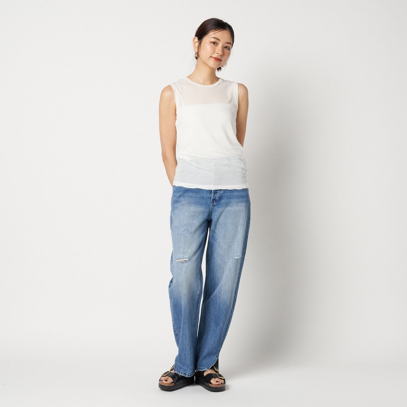 HELIOPOLE「HELIOPOLE SHEER COTTON SLEEVELESS TEE」|Tシャツ・カットソー|