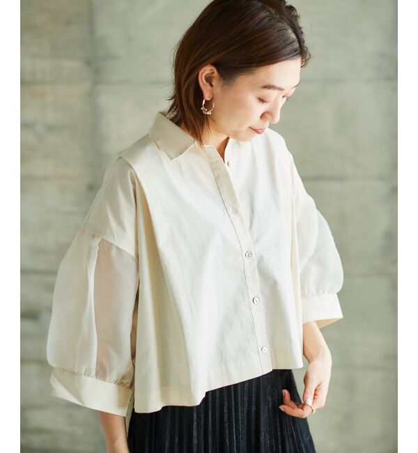 le.coeur blanc「《手洗い可能》TORRAZZO DONNAオーガンジースリーブシャツ」|シャツ・ブラウス|