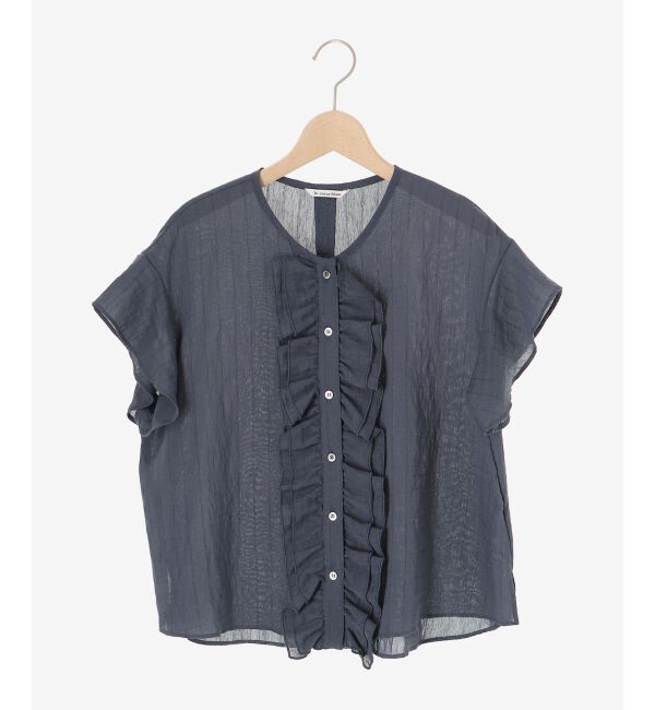  「ストライプフロントフリルブラウス」|シャツ・ブラウス|