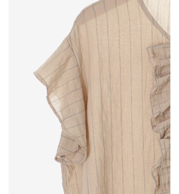  「ストライプフロントフリルブラウス」|シャツ・ブラウス|