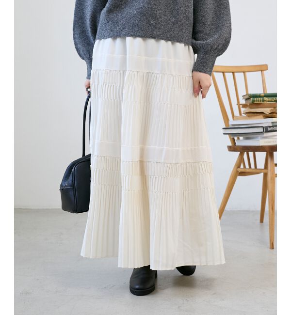  「デシン変形プリーツスカート」|スカート|アイボリー