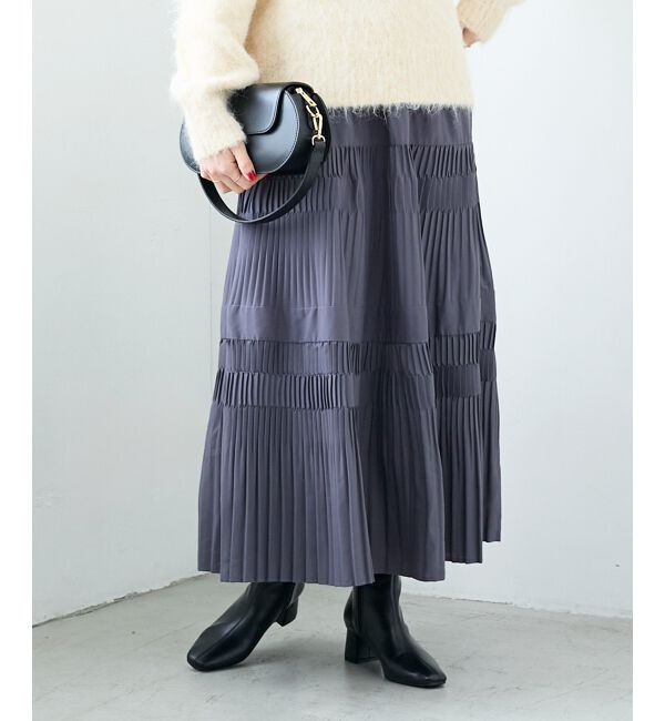  「デシン変形プリーツスカート」|スカート|Ｃ／グレー