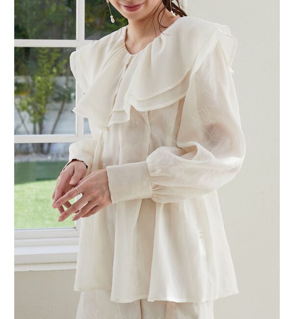 MAJESTICLEGON「フロッキーフラワーフリルブラウス」|シャツ・ブラウス|