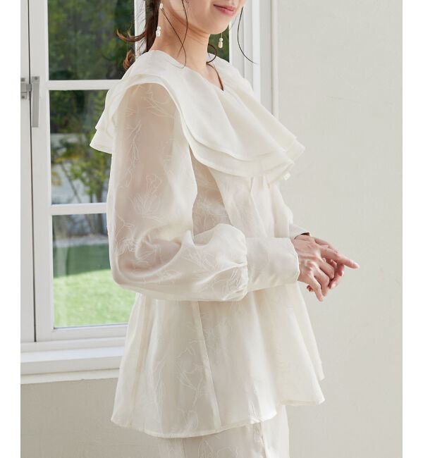 MAJESTICLEGON「フロッキーフラワーフリルブラウス」|シャツ・ブラウス|