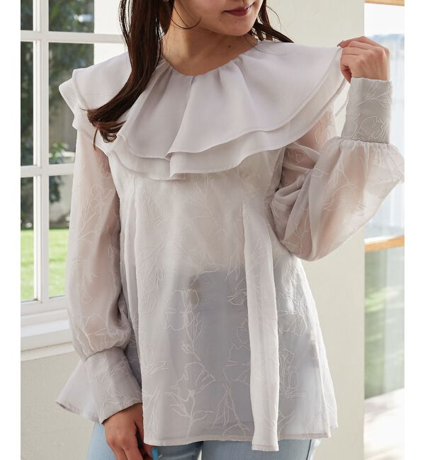 MAJESTICLEGON「フロッキーフラワーフリルブラウス」|シャツ・ブラウス|