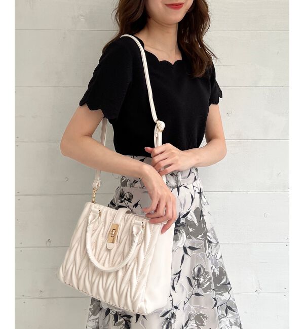 MAJESTICLEGON「クラシカルスクエアハンドバッグ」|ショルダー・メッセンジャー|アイボリー