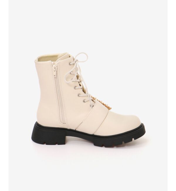 MAJESTICLEGON「パールバックルレースアップブーツ」|ショートブーツ|