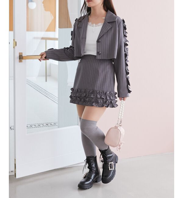 MAJESTICLEGON「パールバックルレースアップブーツ」|ショートブーツ|