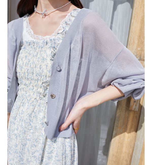  「アソートボタンシアーカーディガン」|カーディガン|ブルー