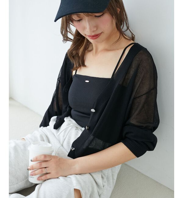  「アソートボタンシアーカーディガン」|カーディガン|ブラック