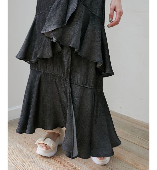  「フリルデザインスリットスカート」|スカート|