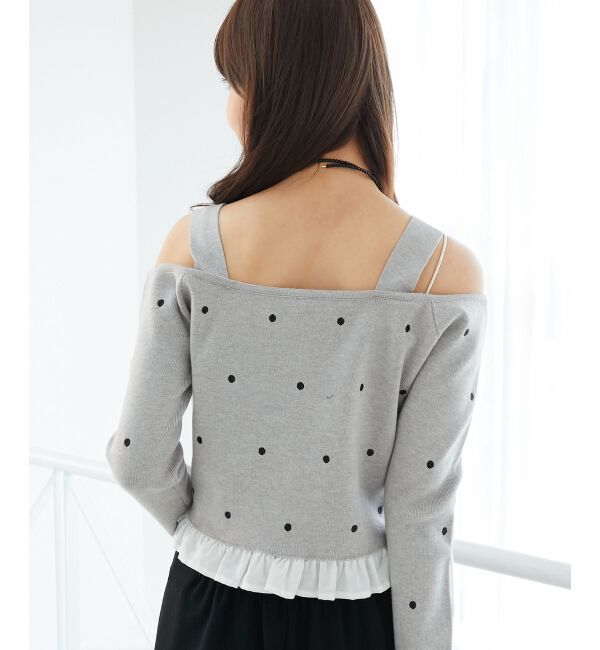  「2wayリボンドット肩あきニット」|ニット・セーター|