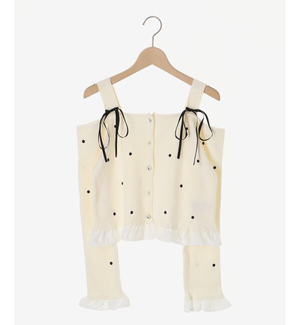  「2wayリボンドット肩あきニット」|ニット・セーター|