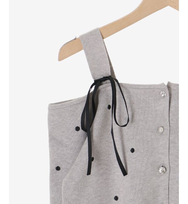  「2wayリボンドット肩あきニット」|ニット・セーター|