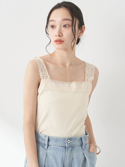 earth music&ecology「レーススクエアキャミソール」|インナー|