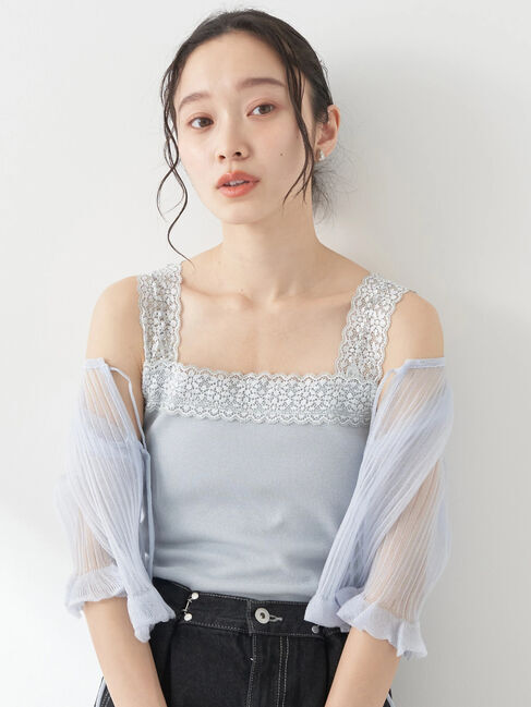 earth music&ecology「レーススクエアキャミソール」|インナー|Mint