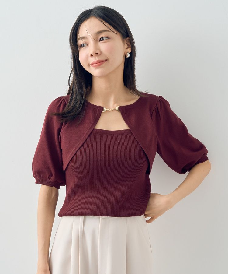 earth music&ecology「ビット付きニットプルオーバー」|ニット・セーター|Bordeaux