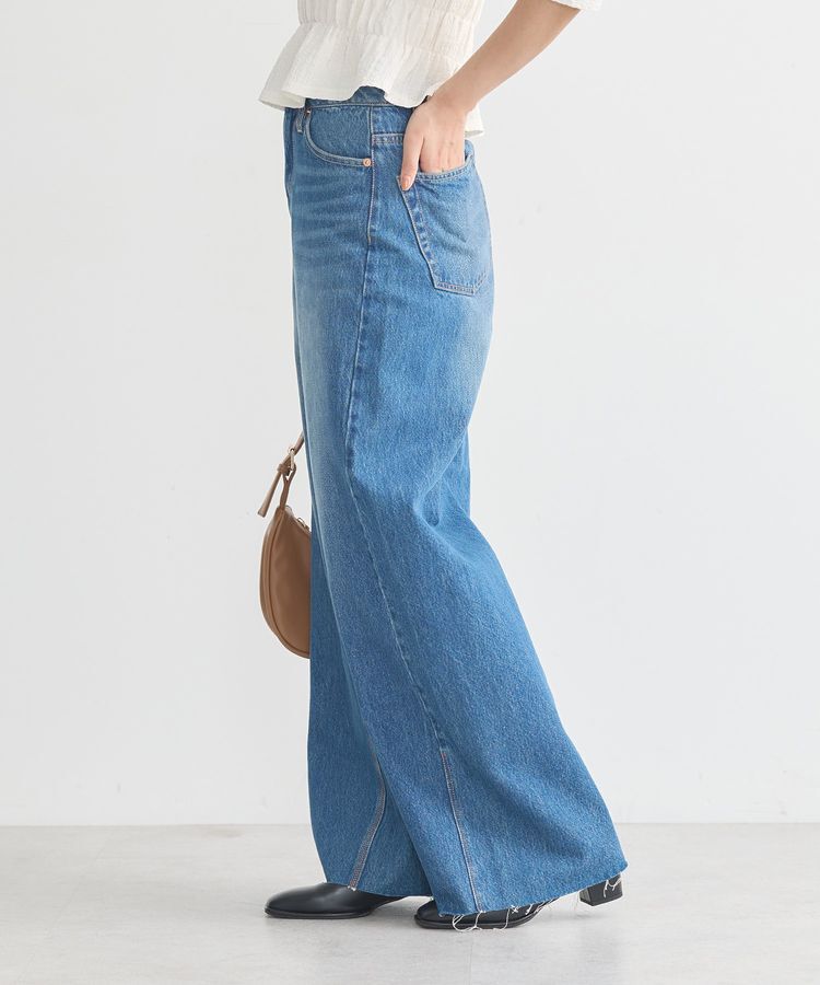 earth music&ecology「セルフカットワイドデニムパンツ」|デニム|