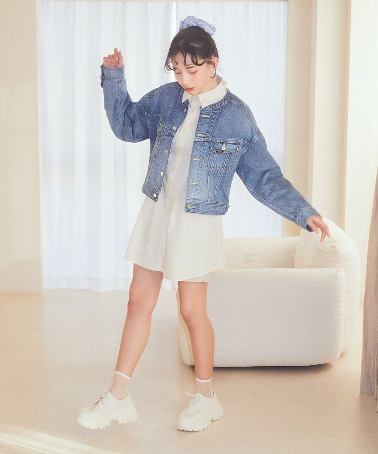 earth music&ecology「Lee &times; e.m.a.e. ライダース ノーカラージャケット」|テーラードジャケット|