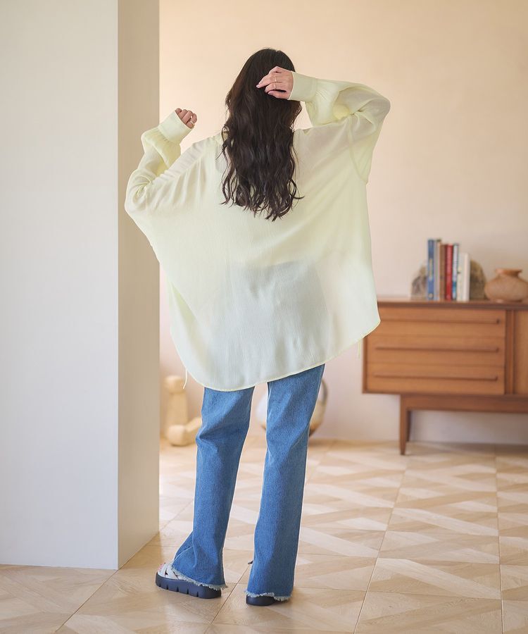 earth music&ecology「カットオフフレアデニムパンツ」|デニム|