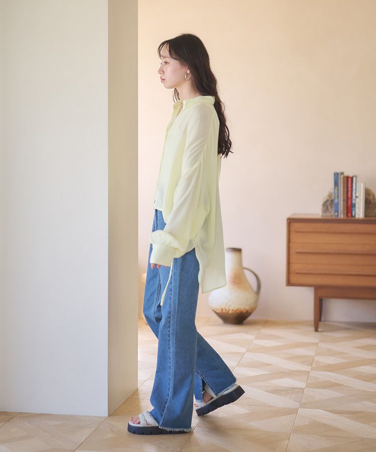 earth music&ecology「カットオフフレアデニムパンツ」|デニム|