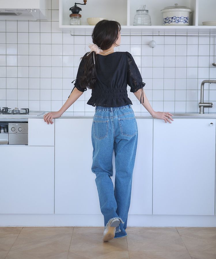 earth music&ecology「カットオフフレアデニムパンツ」|デニム|