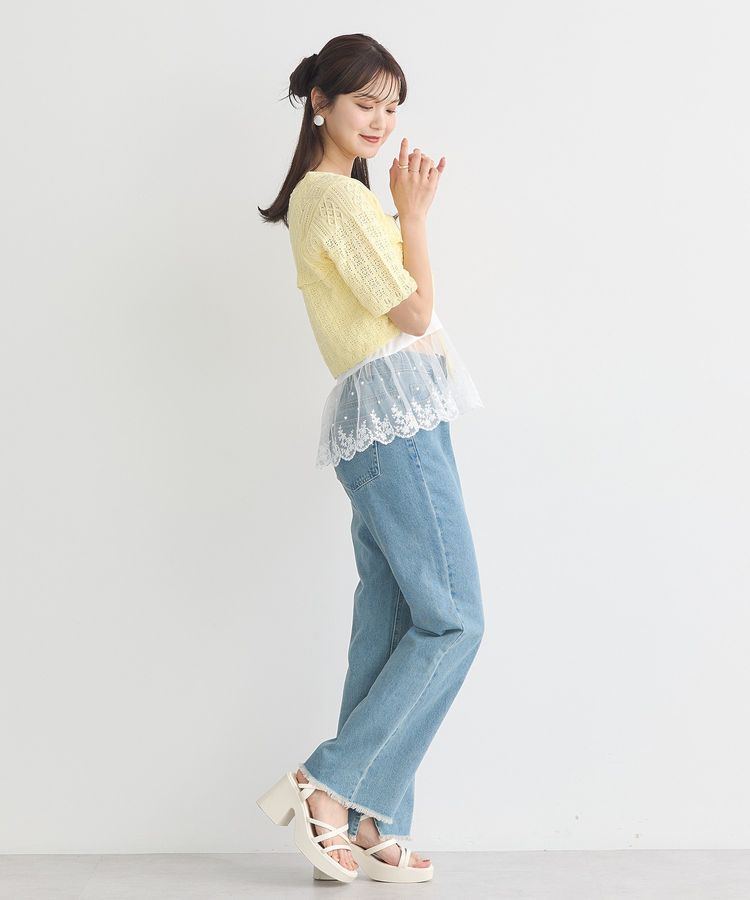 earth music&ecology「カットオフフレアデニムパンツ」|デニム|