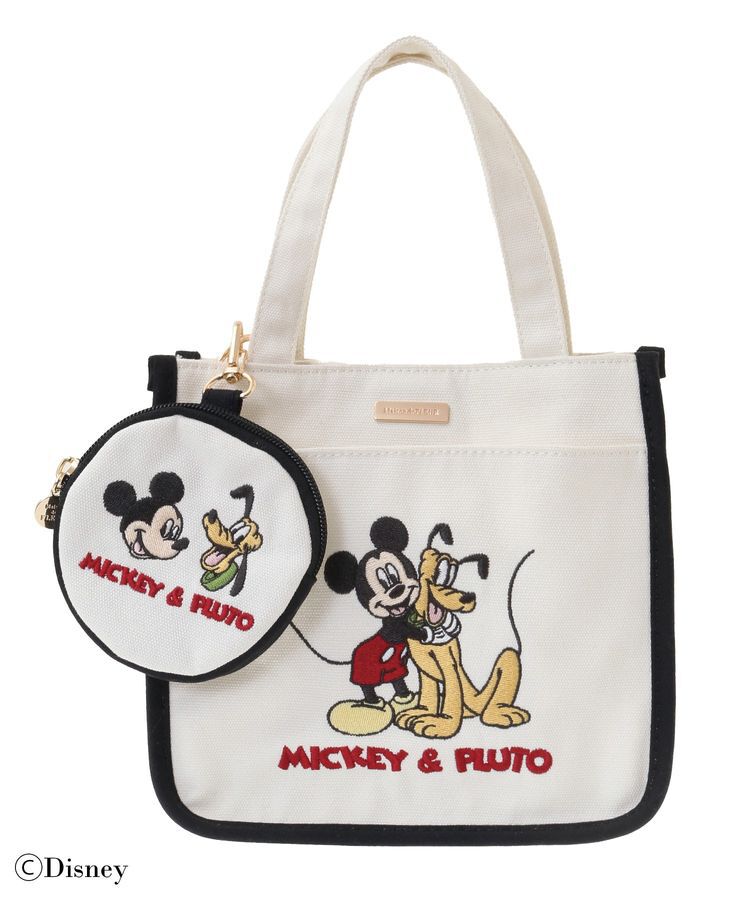 Maison de FLEUR「Mickey/Pluto/ポーチ付ショルダー」|トートバッグ|ブラック