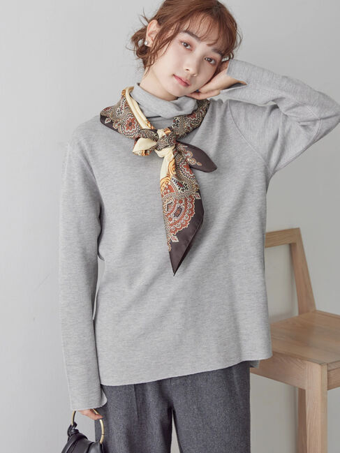  「リブタートルカットプルオーバー」|Tシャツ・カットソー|杢ライトグレー