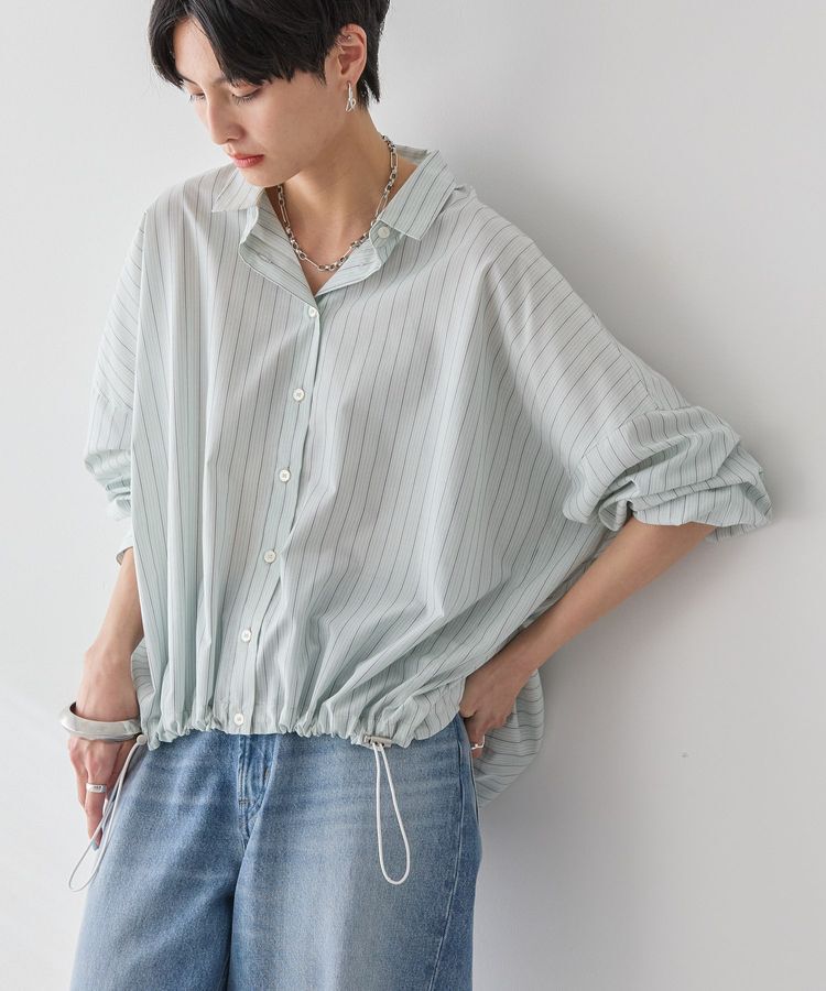 AMERICAN HOLIC「イージーケアドローコードシャツ」|シャツ・ブラウス|ストライプグリーン