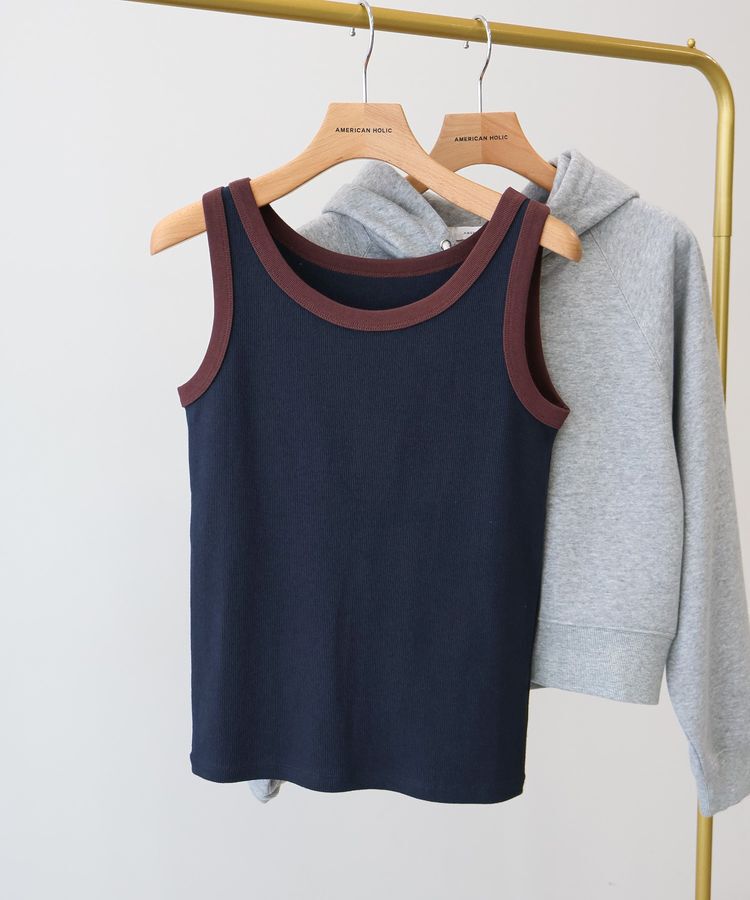 AMERICAN HOLIC「バイカラーテレコタンクトップ」|インナー|Navy