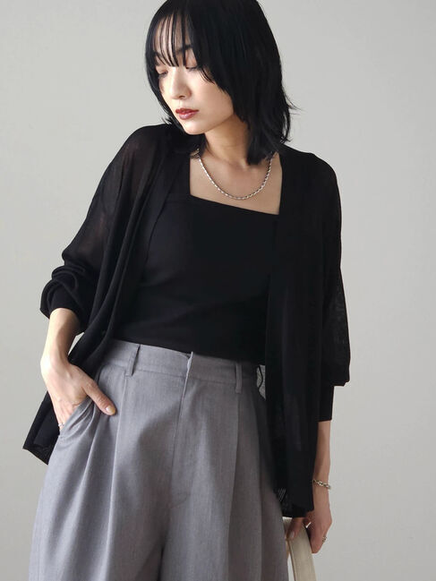 Green Parks「推しニット　ゆったりカーディガン」|カーディガン|Black