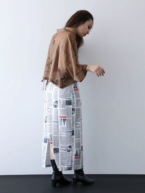 Green Parks「EGOIST　5分袖短丈シアーシャツ」|シャツ・ブラウス|