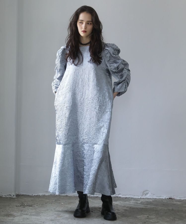 Green Parks「■ESCAR エンボスギャザースリーブワンピース」|ワンピース|