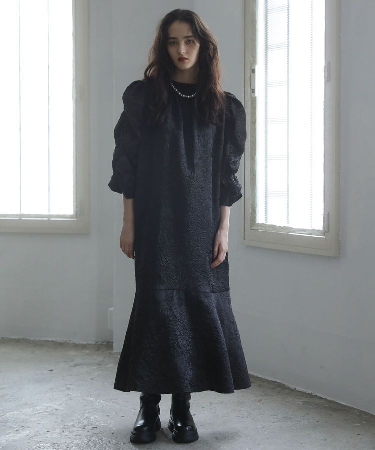 Green Parks「■ESCAR エンボスギャザースリーブワンピース」|ワンピース|