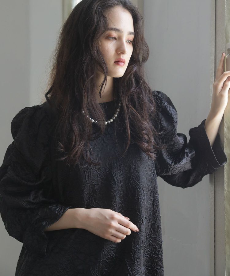 Green Parks「■ESCAR エンボスギャザースリーブワンピース」|ワンピース|