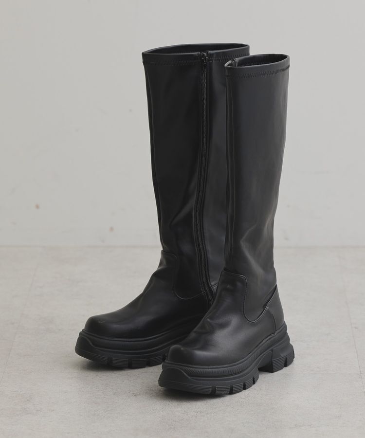 Green Parks「・minia ストレッチロングブーツ」|ロングブーツ|Black