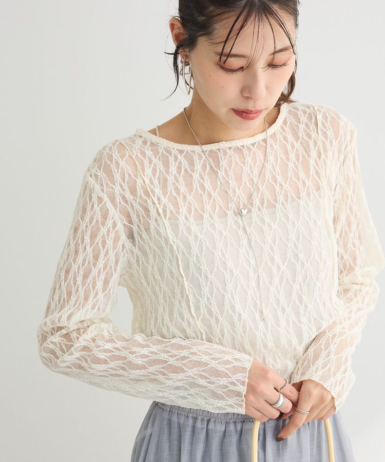Green Parks「パネルラインレースカットプルオーバー」|Tシャツ・カットソー|Ivory