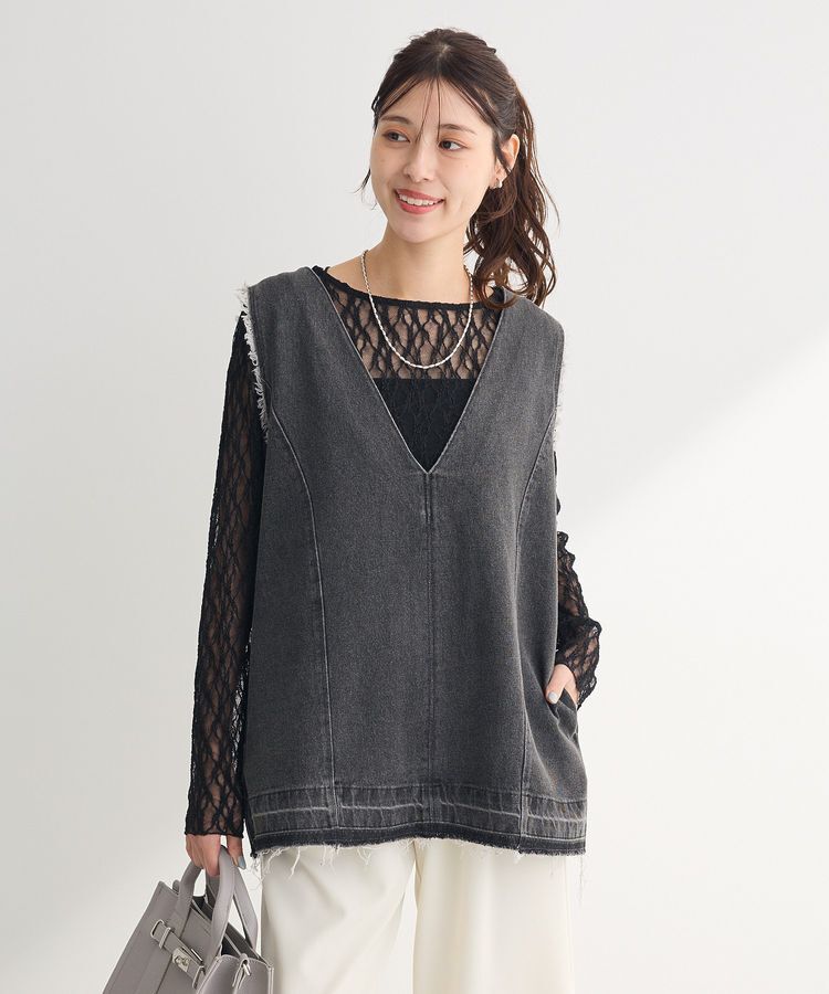 Green Parks「パネルラインレースカットプルオーバー」|Tシャツ・カットソー|