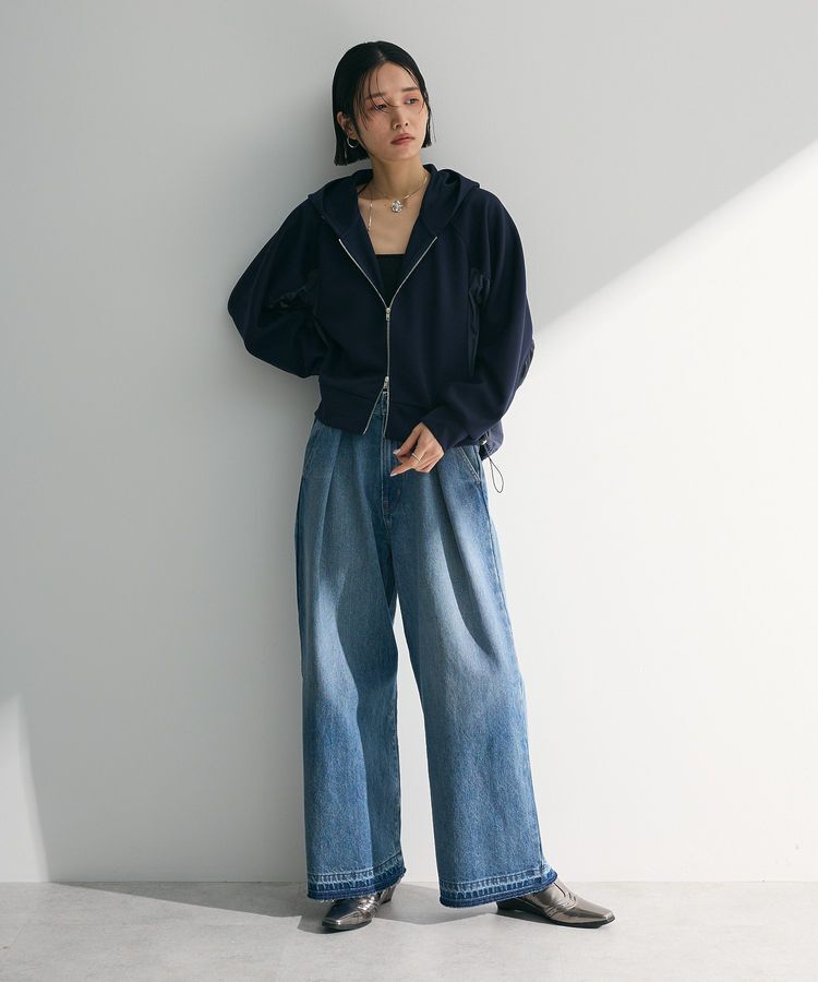 Green Parks「タックワイドデニムパンツ」|デニム|