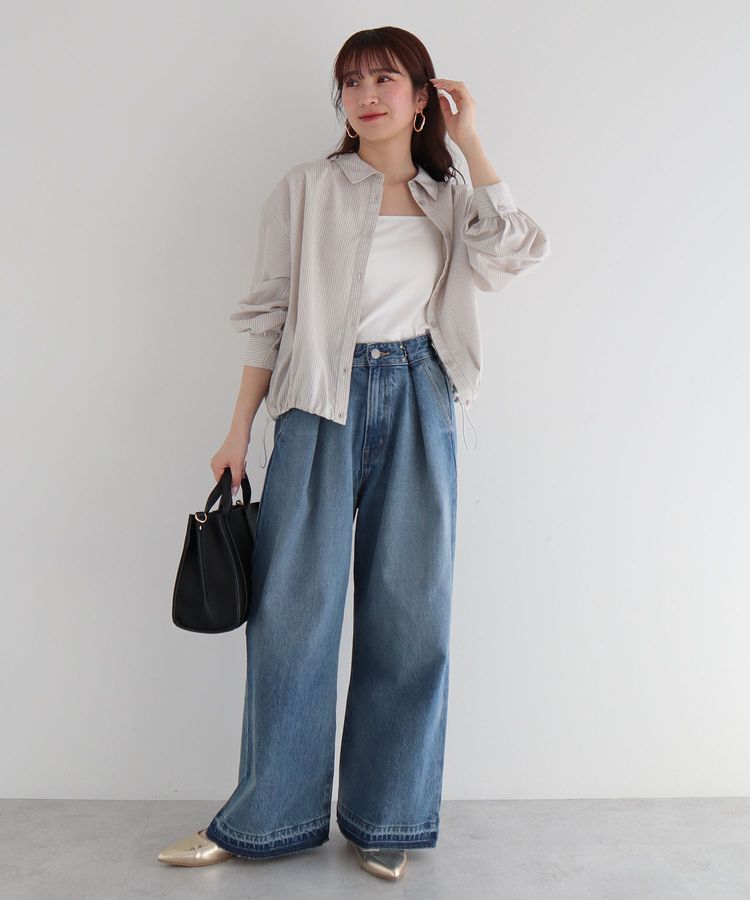 Green Parks「タックワイドデニムパンツ」|デニム|