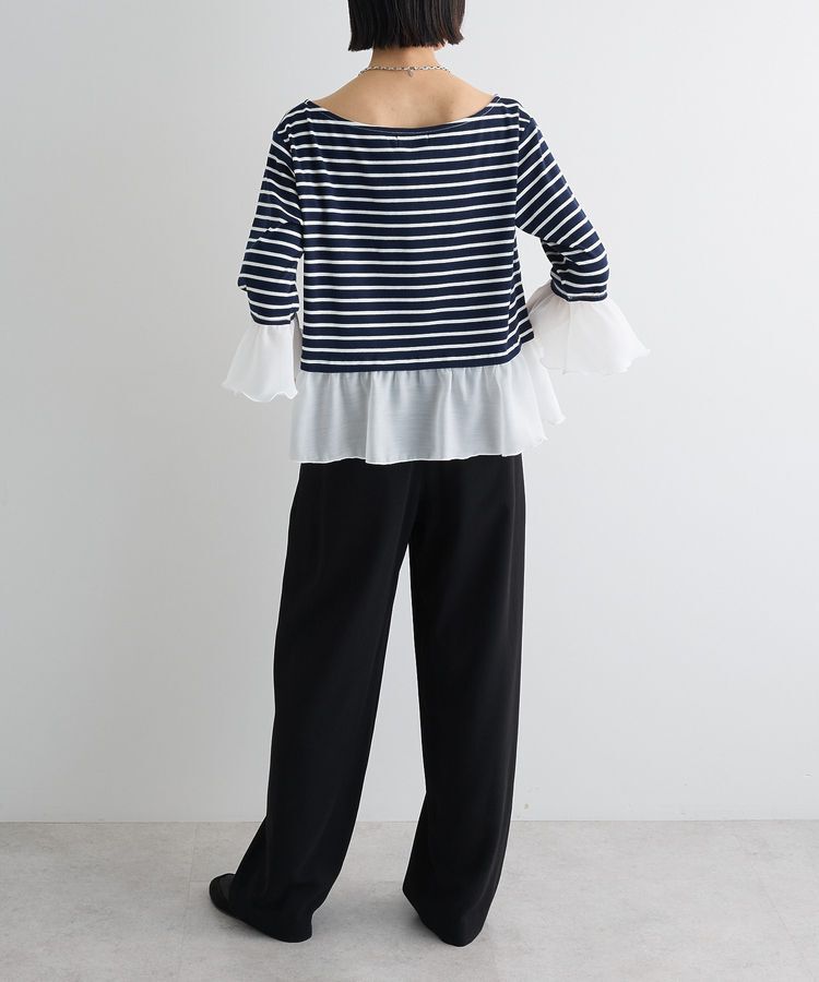AnriettMusee「異素材ボーダーペプラムカットソー」|Tシャツ・カットソー|