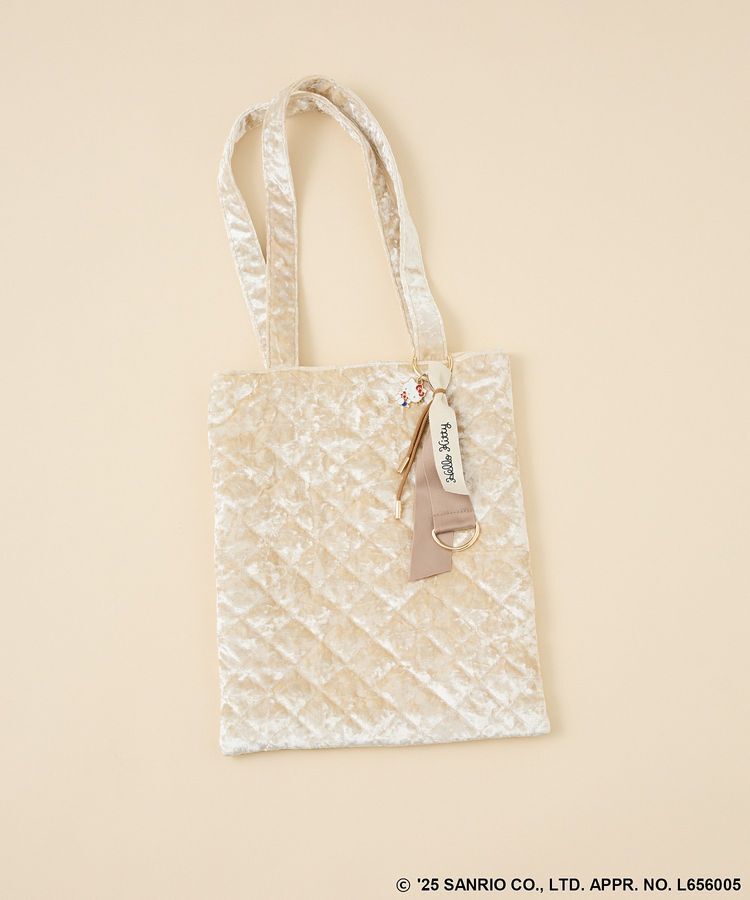 Green Parks「チャーム付きベロアバック」|トートバッグ|Ecru