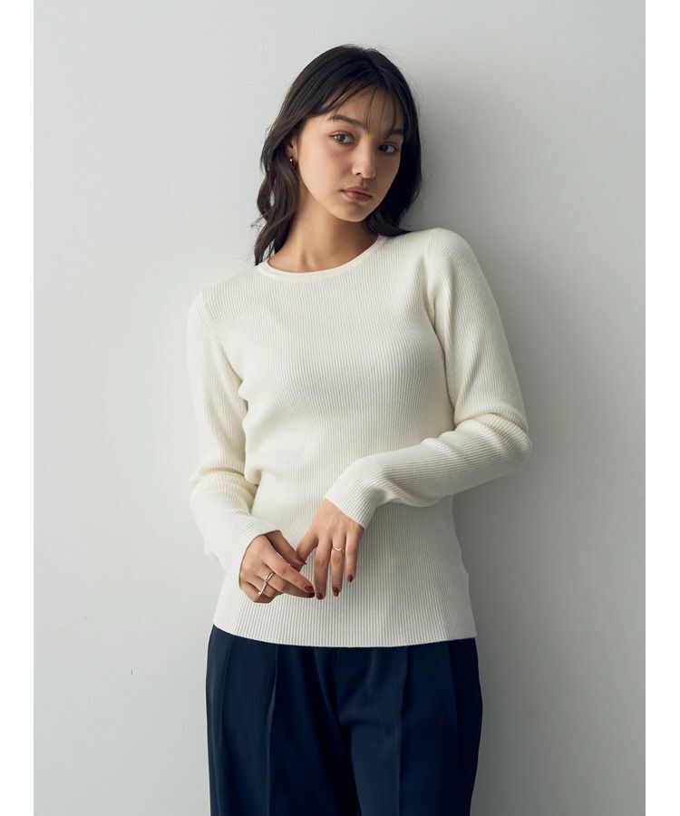 YECCA VECCA「クルーネックリブ編みニット」|ニット・セーター|